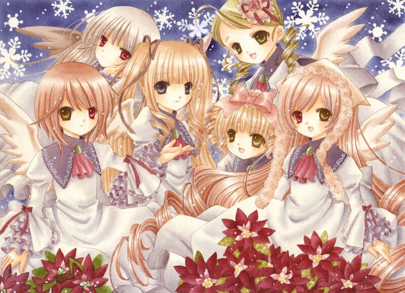 Six Angelic Girls in Snow