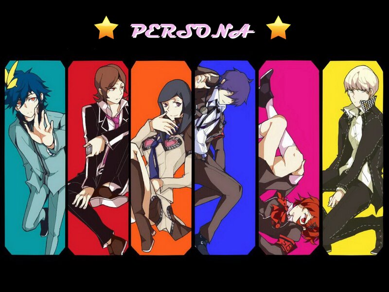 Six Anime Characters — Black, Dramatic, Color Blocks
