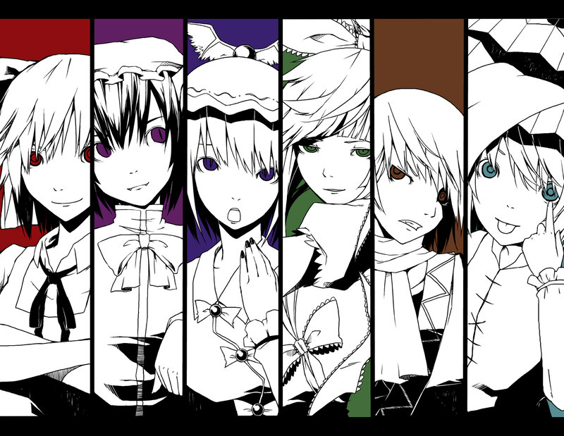 Six Anime Characters — Black, Dramatic, Manga, Anime Art, Character Portraits