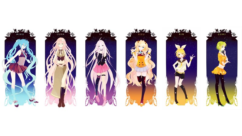Six Anime Characters — Blue, Fantastical