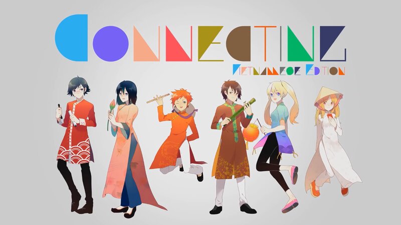 Six Anime Characters — Gray, Colorful