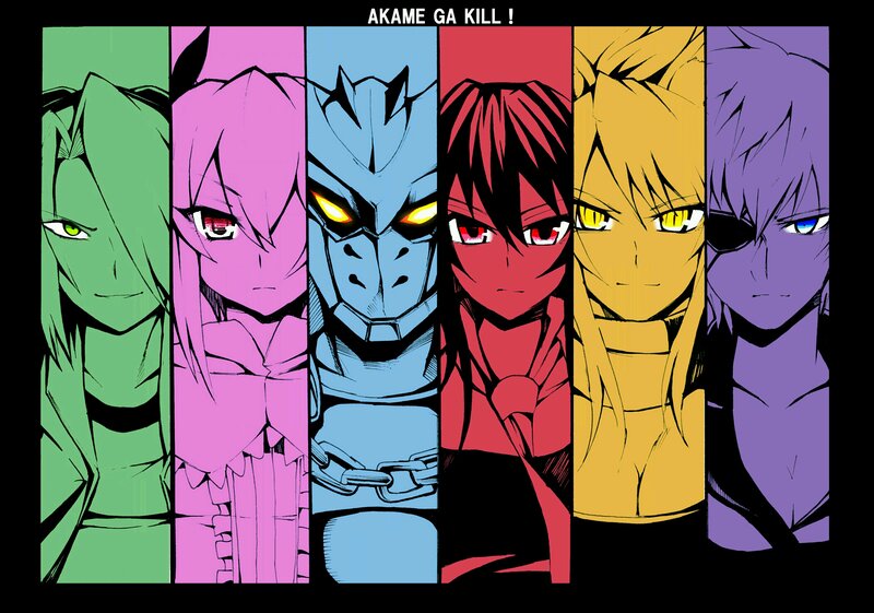 Six Anime Characters — Green, Dramatic