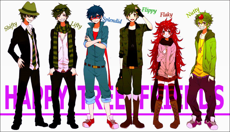 Six Anime Characters — Green, Playful