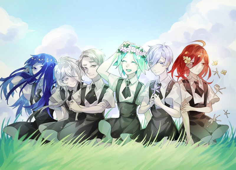 Six Anime Characters — Green, Serene