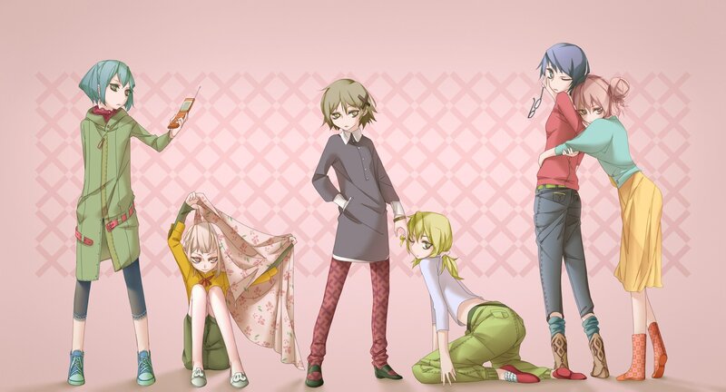 Six Anime Characters — Pink, Calm, Clothing