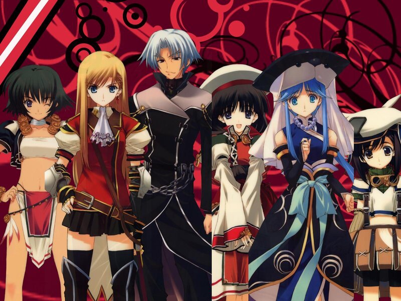 Six Anime Characters — Red, Dramatic
