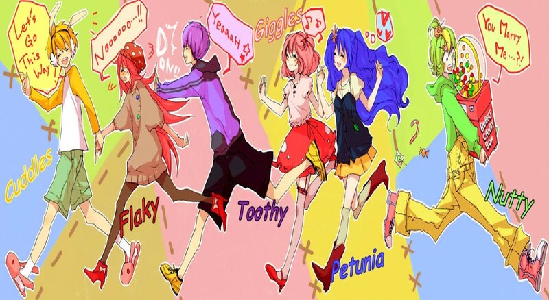 Six Anime Characters Running