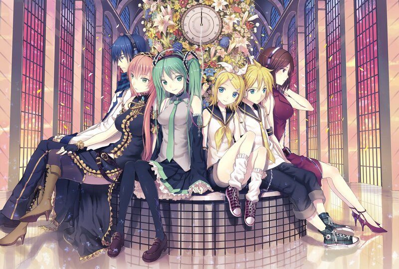 Six Anime Characters Sitting