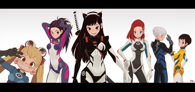 Six Anime Characters — White, Confident