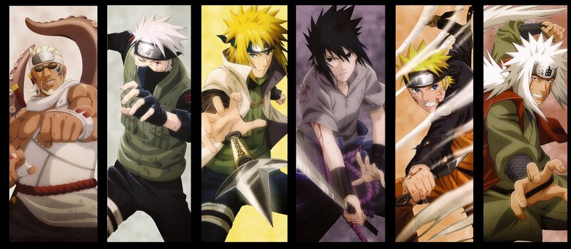 Six Anime Characters — Yellow, Dramatic