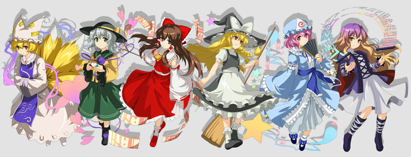 Six Anime Girls in Costumes — White