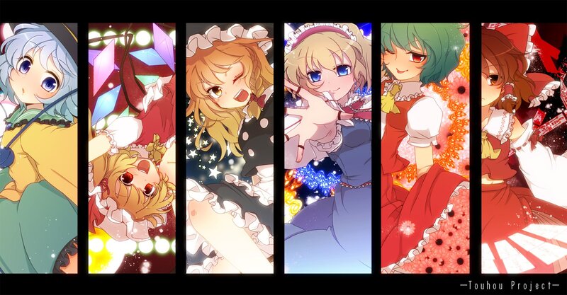 Six Anime Girls in Panels — Red