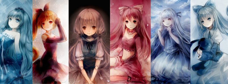 Six Anime Girls in Panels