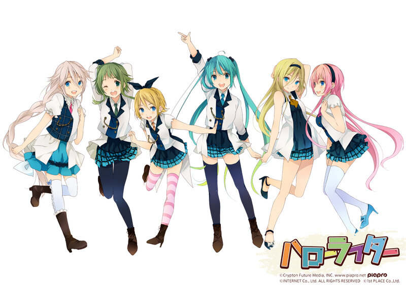 Six Anime Girls in School Uniforms — Blue