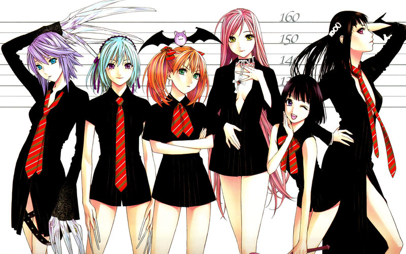Six Anime Girls in School Uniforms