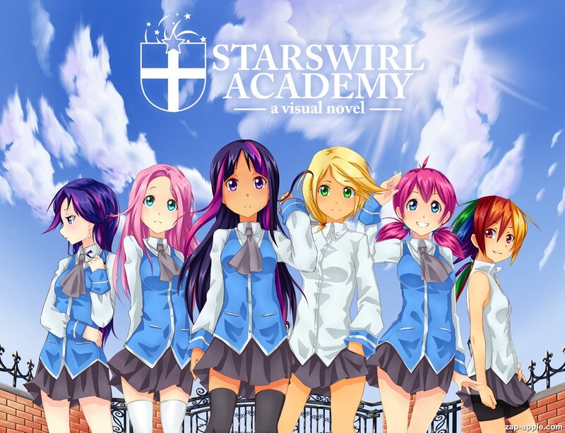 Six Anime Girls in Uniforms — Blue, Bright