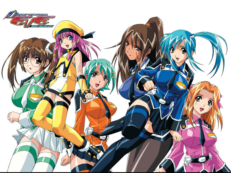 Six Anime Girls in Uniforms — Blue, Energetic, Anime Characters