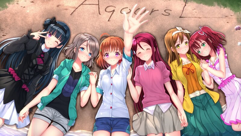 Six Anime Girls Lying Down