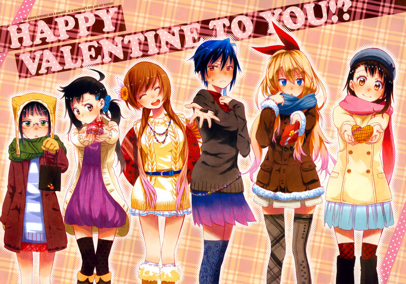 Six Anime Girls — Pink, Festive