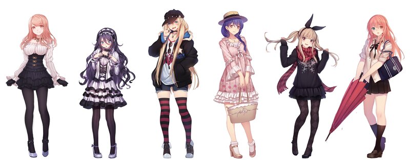 Six Anime Girls — Pink, Neutral