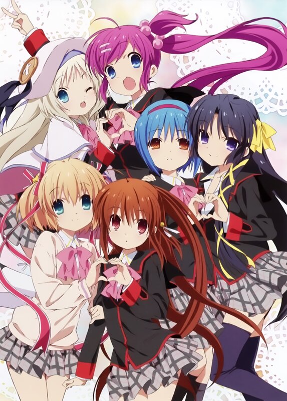 Six Anime Girls Posing — Pink