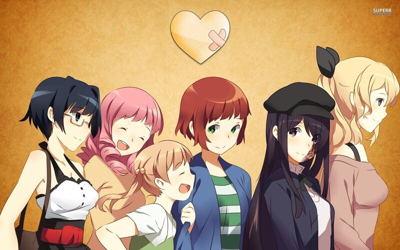 Six Anime Girls Together — Brown, Friendly