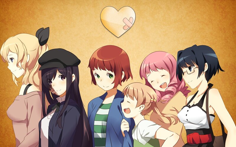 Six Anime Girls Together — Brown