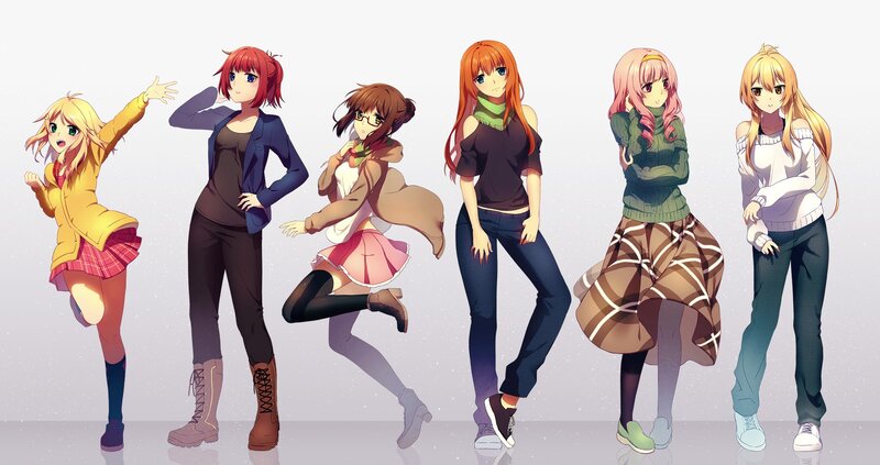 Six Anime Girls — White, Neutral