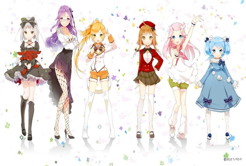 Six Anime Girls — White