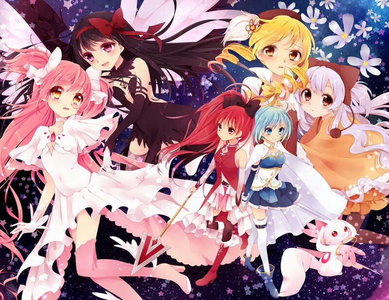 Six Anime Girls with Wings