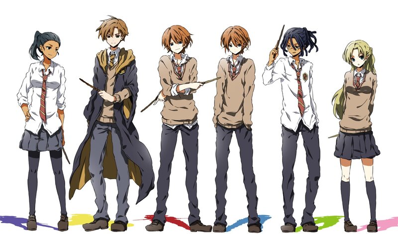Six Anime Students — White