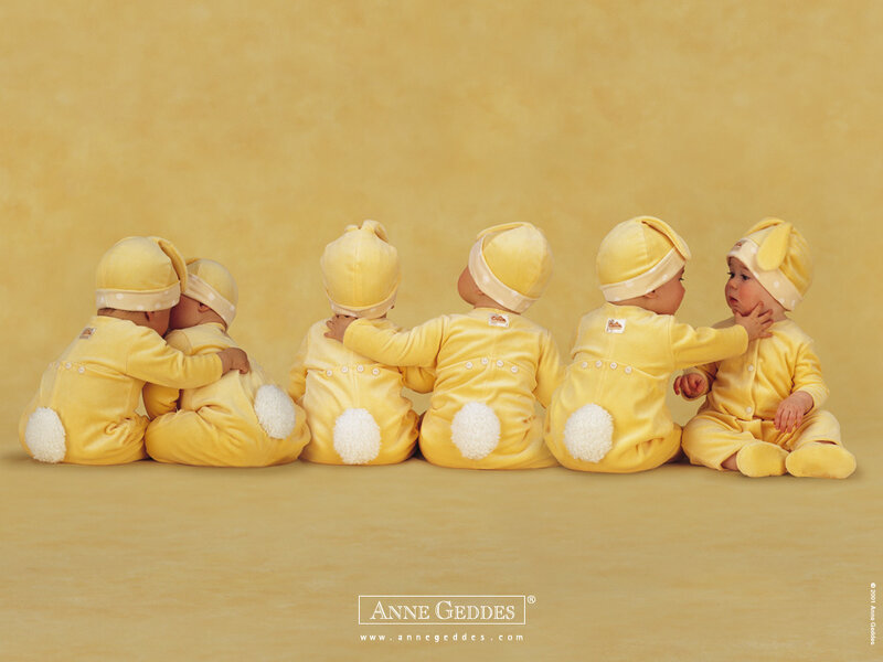 Six Babies in Yellow Suits