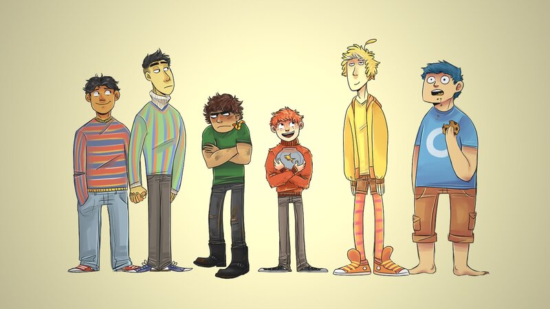 Six Boys Standing