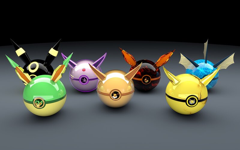 Six Colored Pokeballs