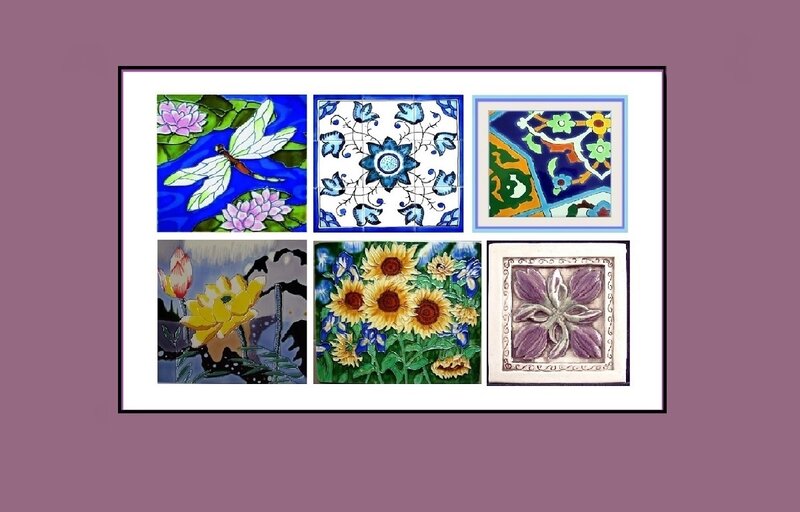 Six Decorative Tiles — Blue