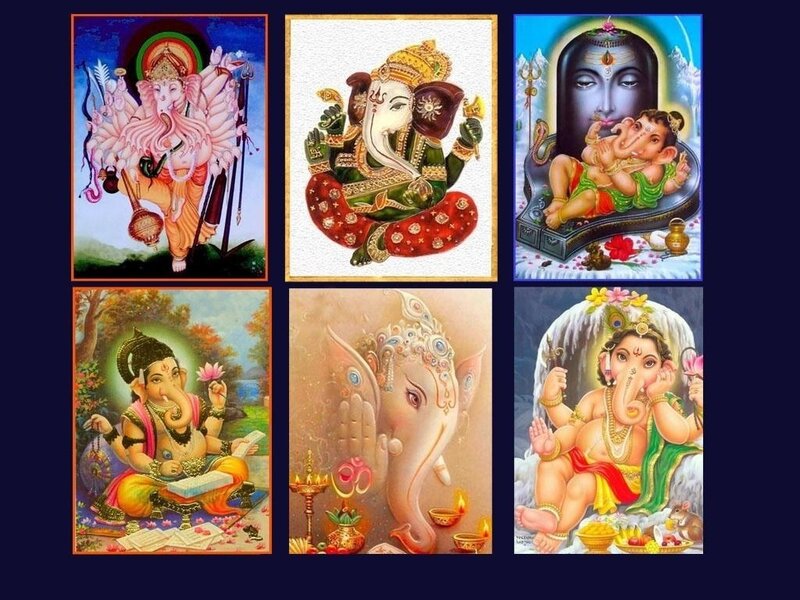 Six depictions of Ganesha