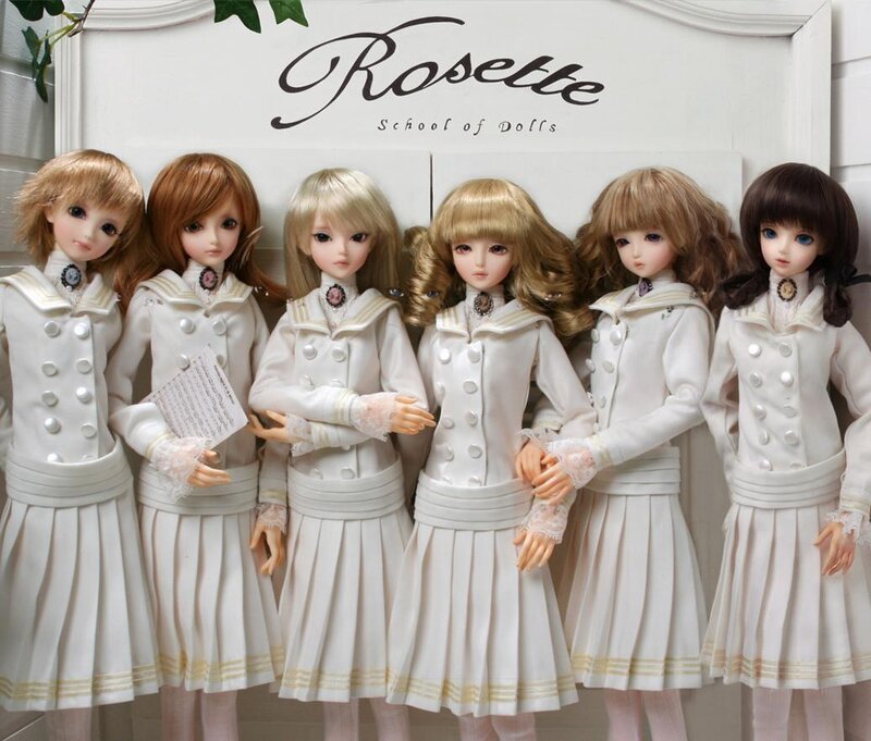 Six Dolls in White Uniforms