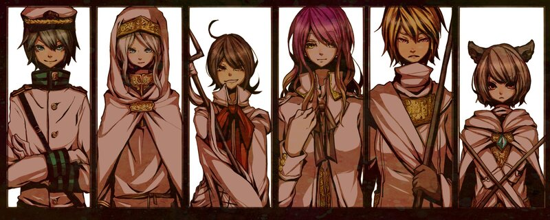 six fantasy characters in a row