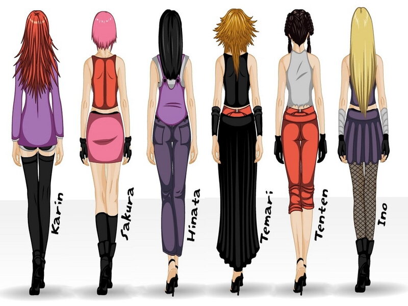 Six Female Characters from Behind