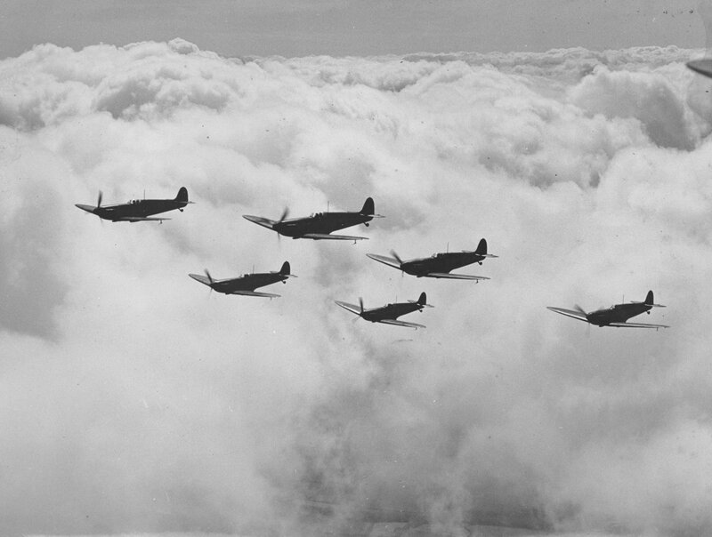 Six Fighter Planes in Formation