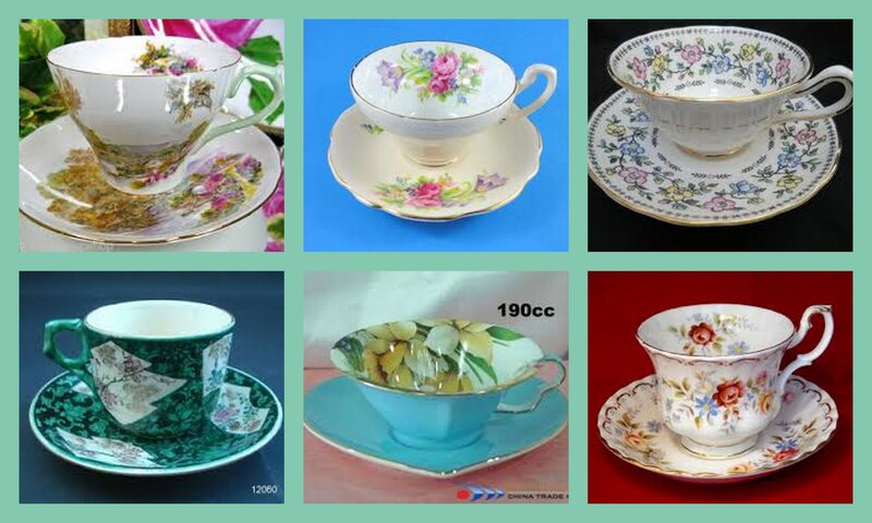 Six Floral Teacups