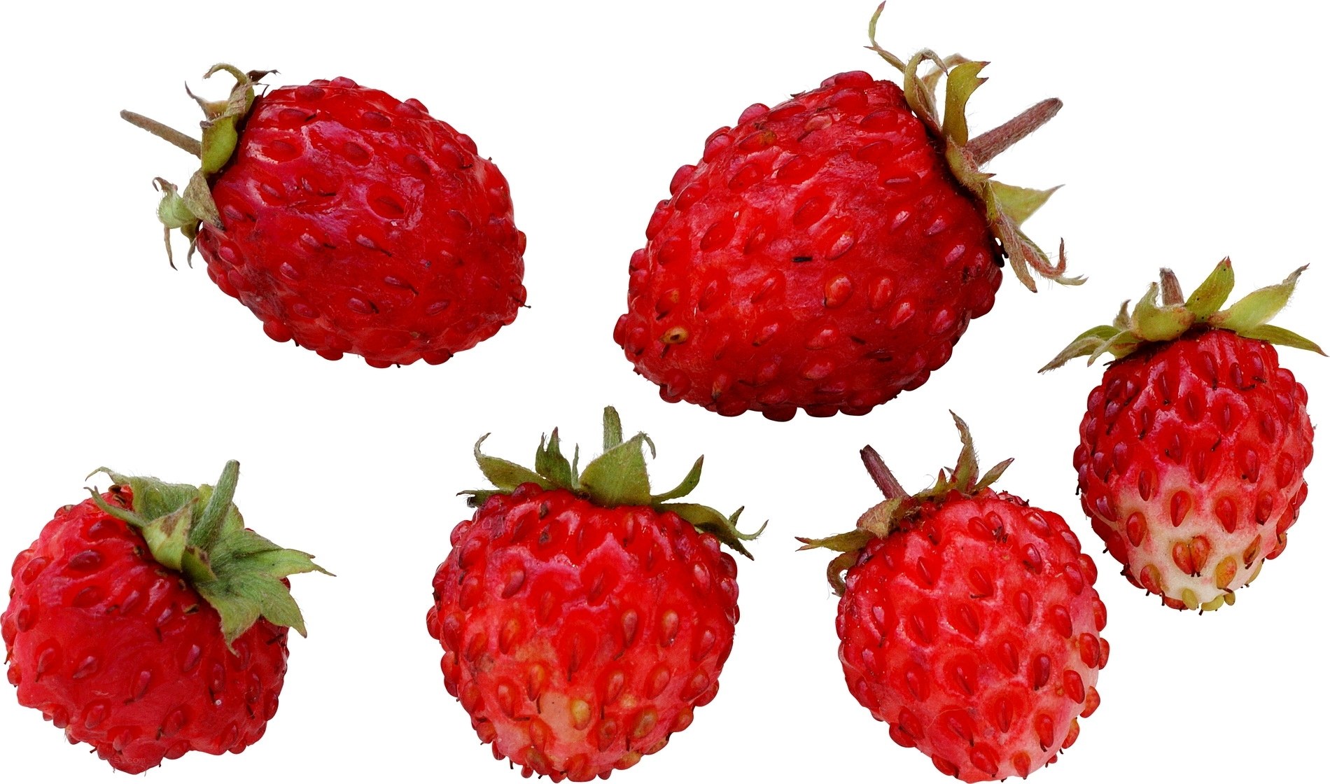 six fresh strawberries