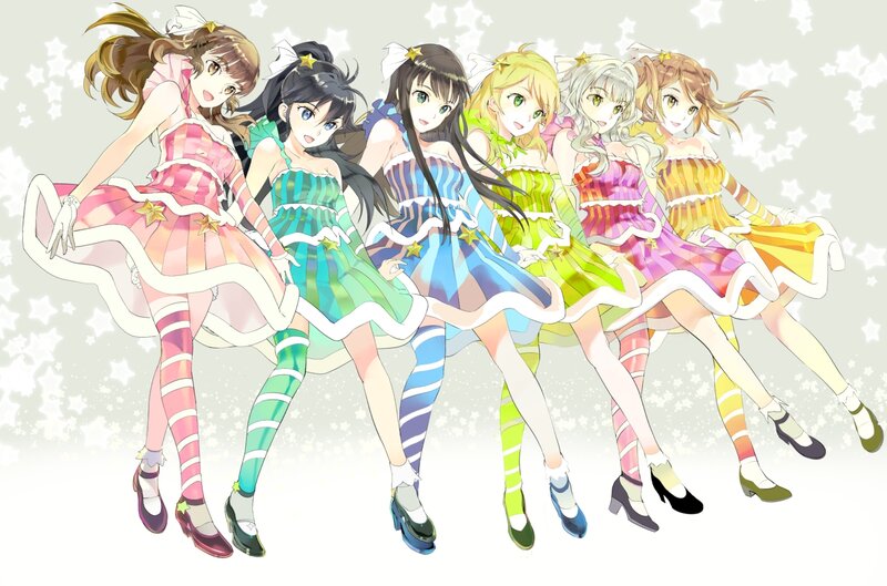 Six Girls in Colorful Dresses