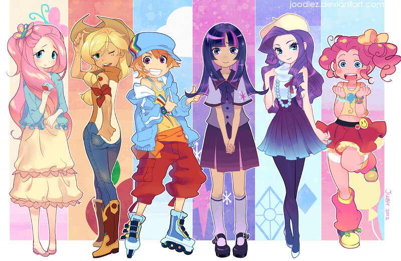 Six Girls in Colorful Outfits