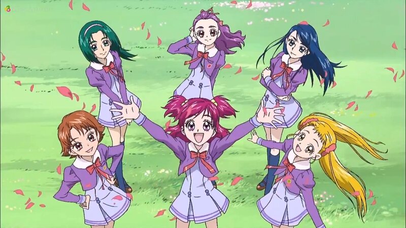 Six Girls in School Uniforms — Green, Joyful