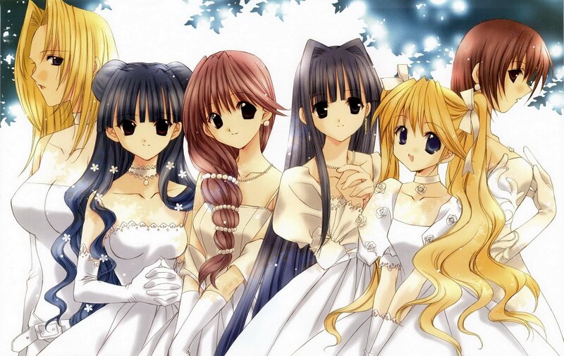 Six Girls in White Dresses