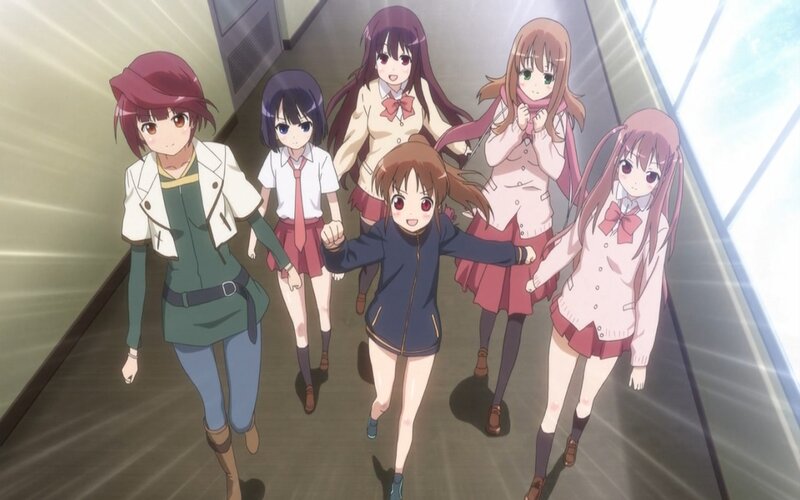 Six Girls Walking in Hallway
