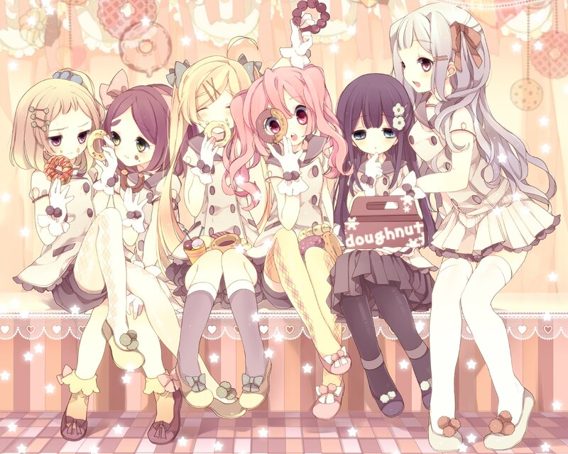 Six Girls with Donuts