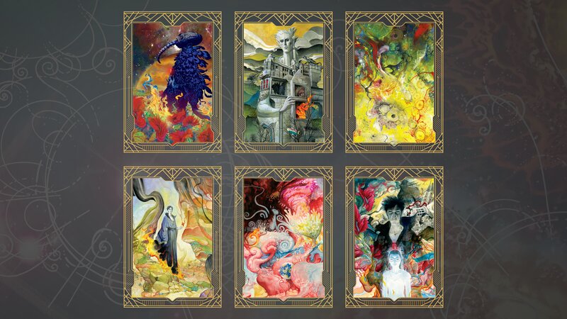 Six Illustrated Cards — Gold