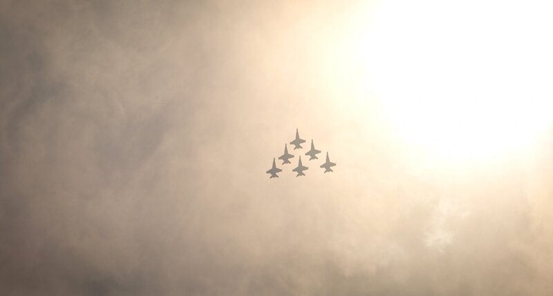 Six Jets in Formation — Gray